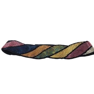 Vintage Art Deco Disco Handmade Multicolored Glass Beaded Sash Belt